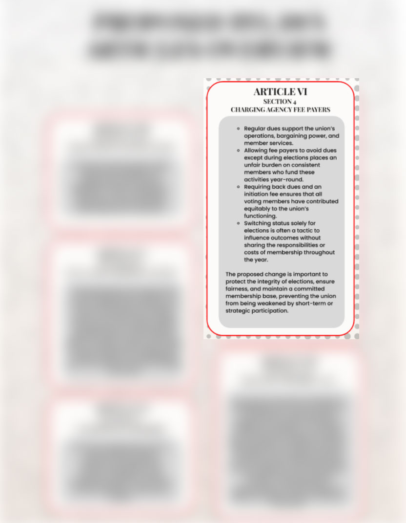 Overview section about charging agency fee payers